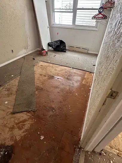 Water damaged flooring cleared for drying
