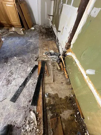 A wall opened to dry the cavity