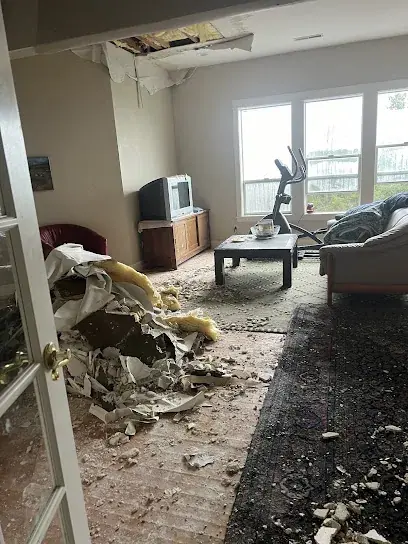 A gutted room mid-restoration